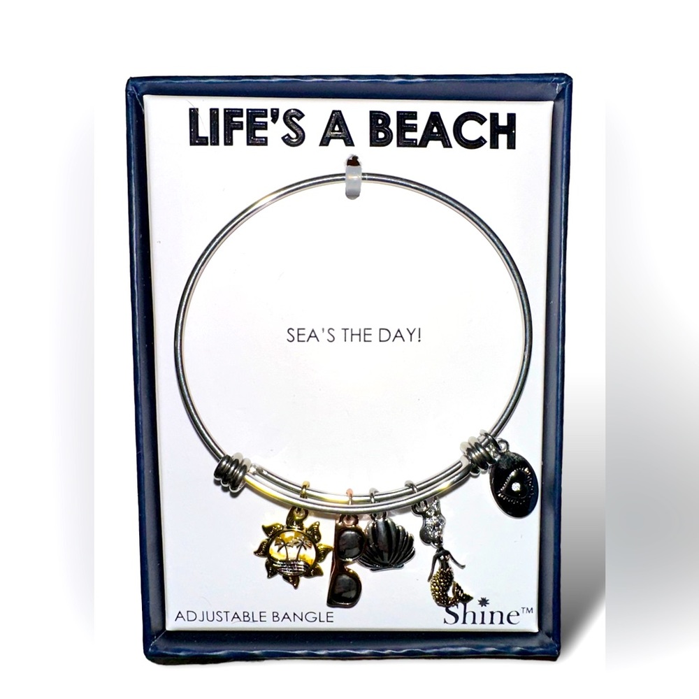 NWT Shine “Life’s A Beach Sea’s the Day” adjustable motivational bangle